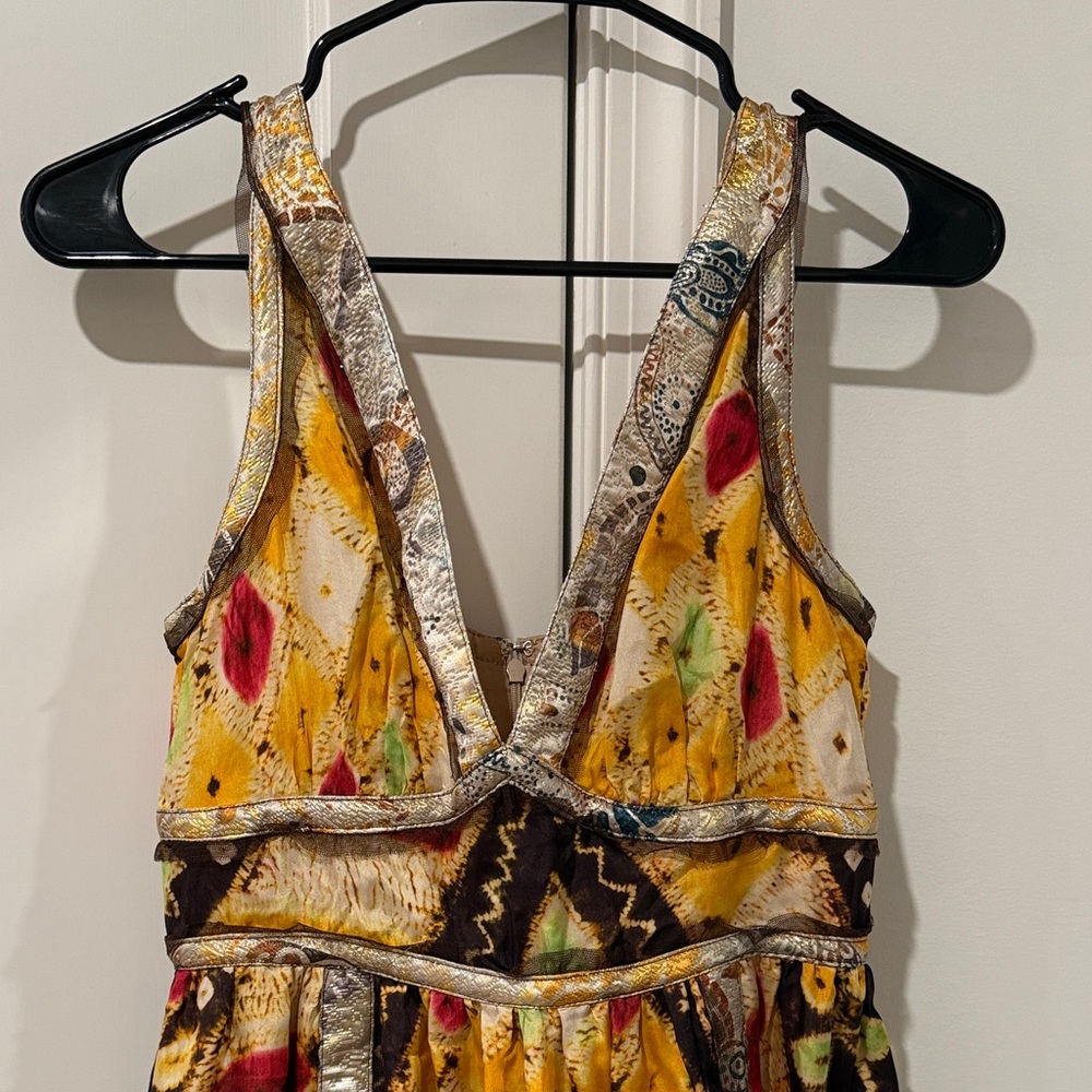 Anna Sui Yellow and Black Patterned Maxi Dress - Picture 2 of 7